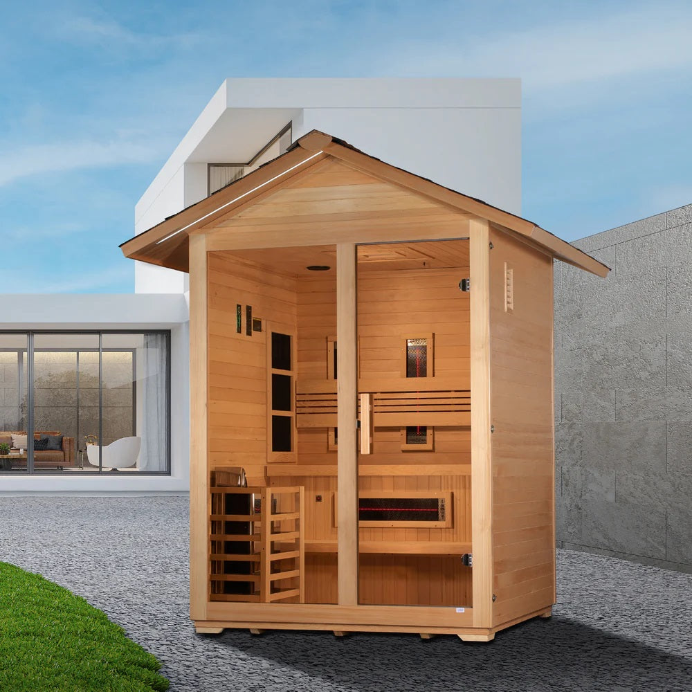 Golden Designs "Carinthia" 3 person Hybrid Outdoor Sauna - Canadian Hemlock