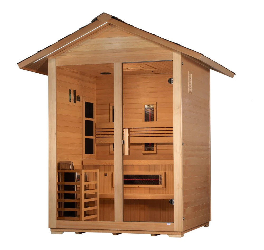 Golden Designs "Carinthia" 3 person Hybrid Outdoor Sauna - Canadian Hemlock