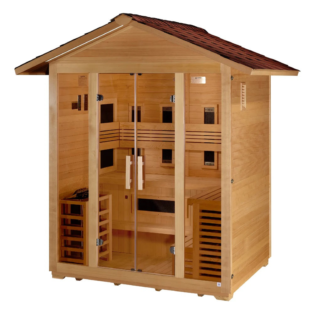 Golden Designs "Gargellen" 5 person Hybrid Outdoor Sauna - Canadian Hemlock