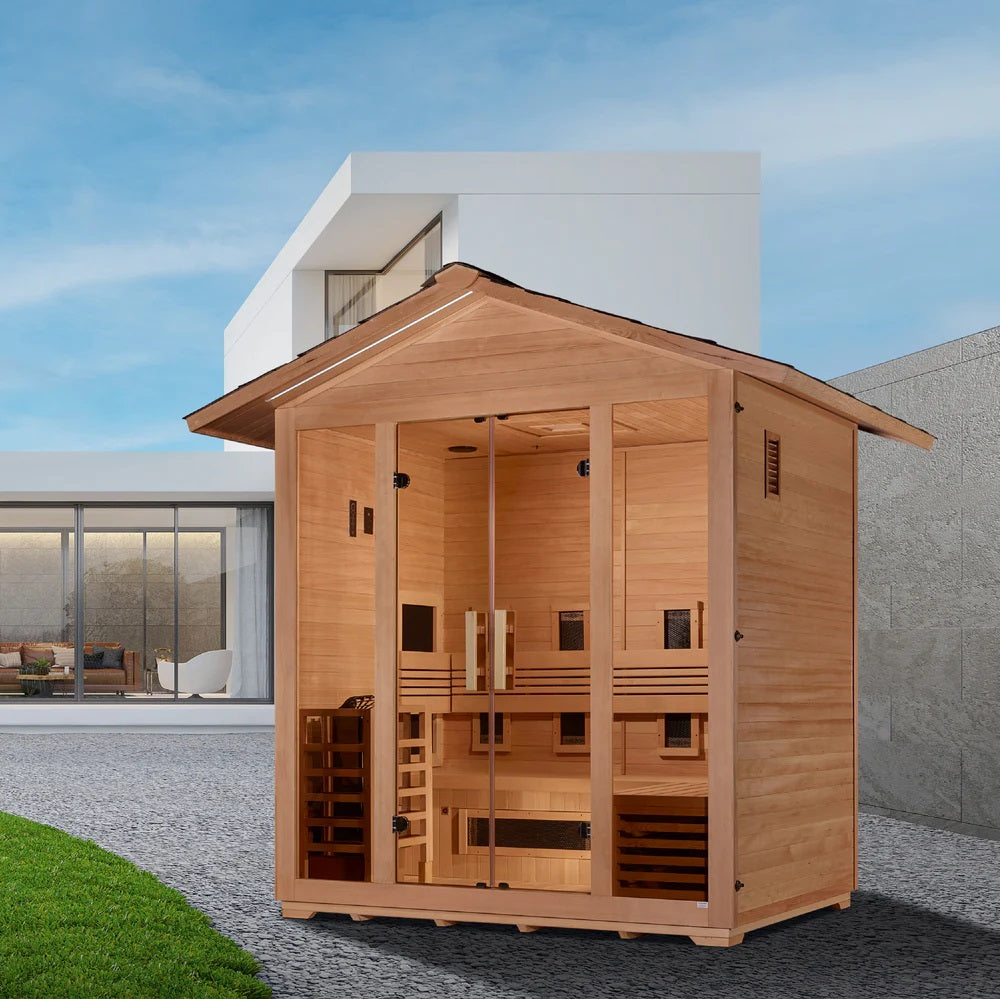 Golden Designs "Gargellen" 5 person Hybrid Outdoor Sauna - Canadian Hemlock