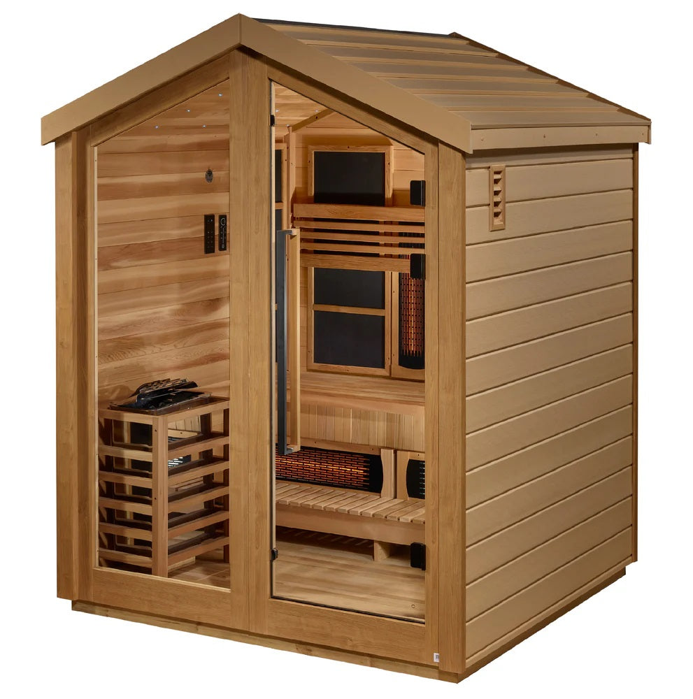 Golden Designs Loviisa 3 person Hybrid Outdoor Sauna - Canadian Red Cedar Interior