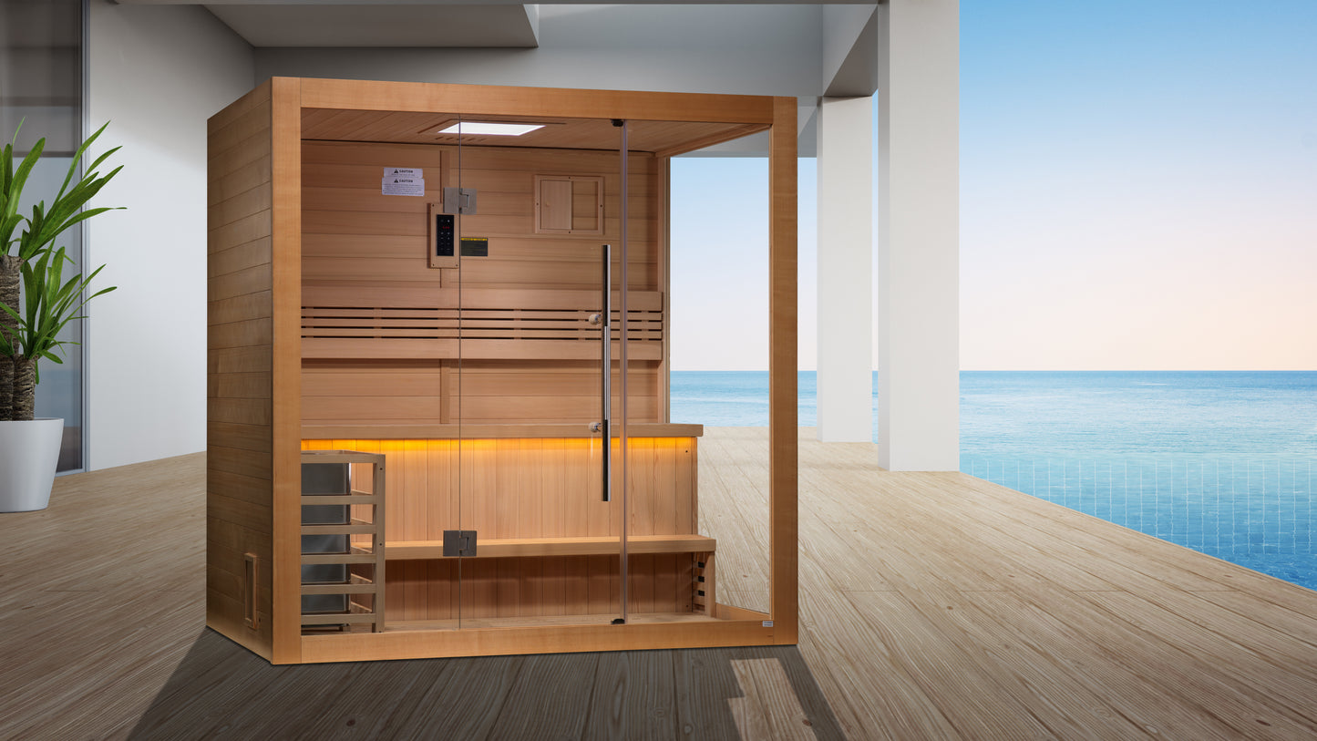 Golden Designs "Forssa Edition" 3 person Indoor Traditional Sauna - Canadian Red Cedar Interior