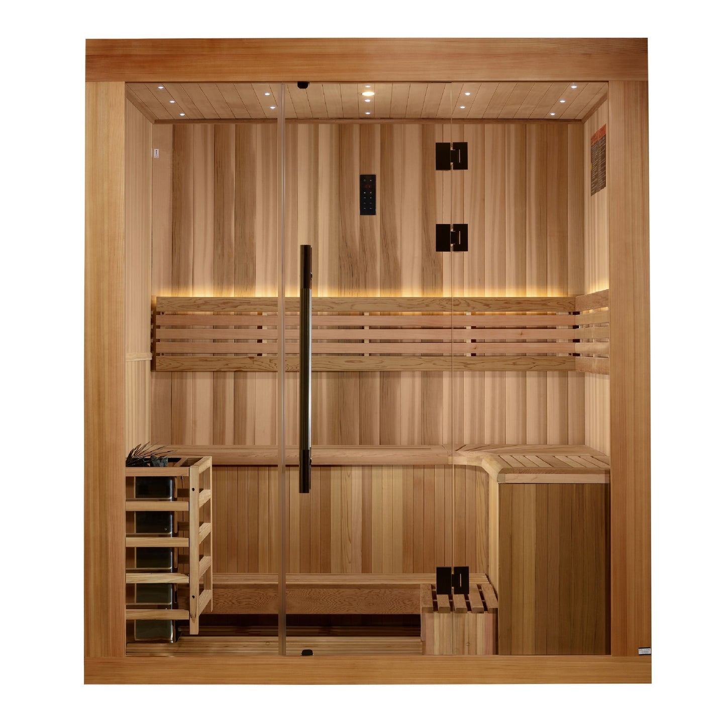 Golden Designs "Copenhagen Edition" 3 person Traditional Sauna - Canadian Red Cedar Interior and Pacific Premium Clear Cedar Exterior
