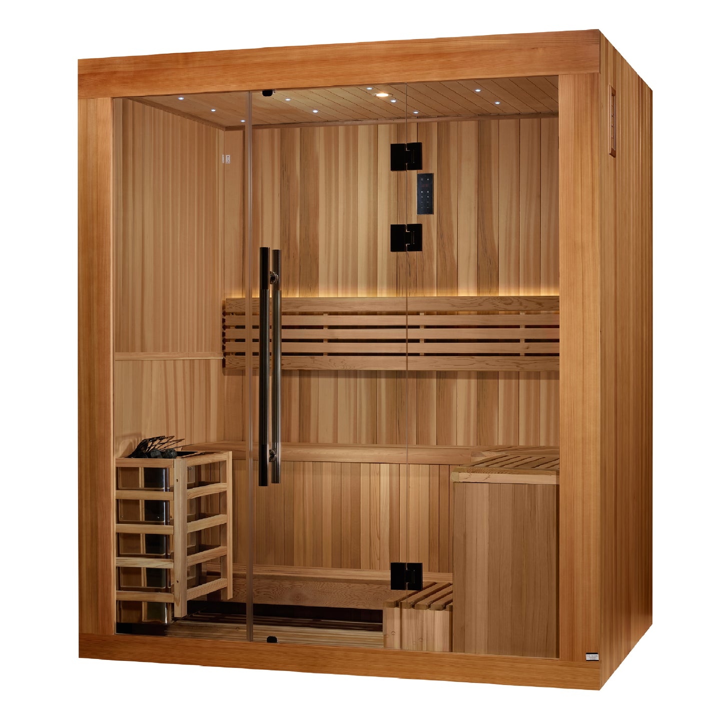 Golden Designs "Copenhagen Edition" 3 person Traditional Sauna - Canadian Red Cedar Interior and Pacific Premium Clear Cedar Exterior