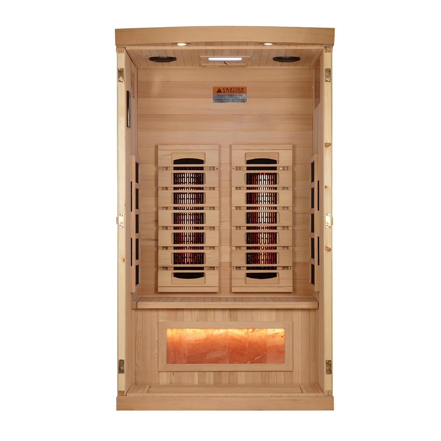 Golden Designs 1 or 2 person Full Spectrum PureTech™ Near Zero EMF FAR Infrared Sauna with Himalayan Salt Bar