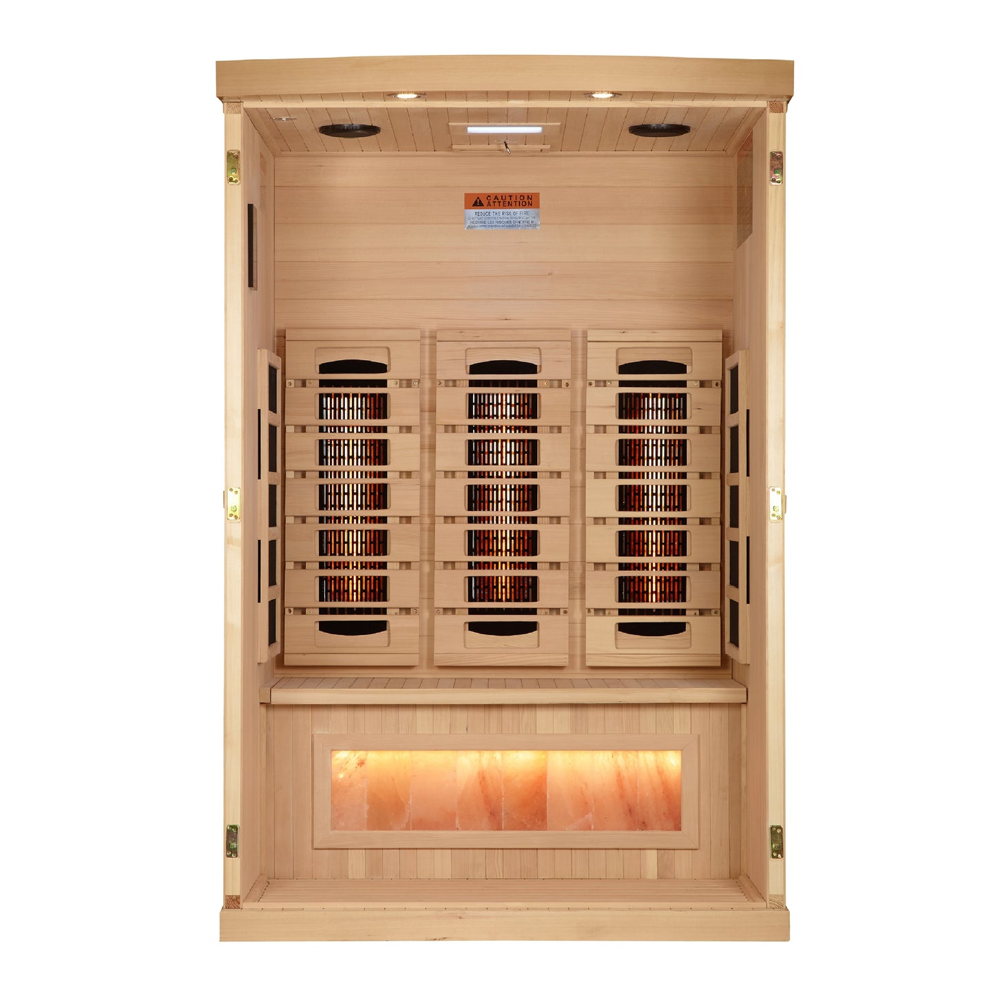 Golden Designs 2 person Full Spectrum PureTech™ Near Zero EMF FAR Infrared Sauna with Himalayan Salt Bar