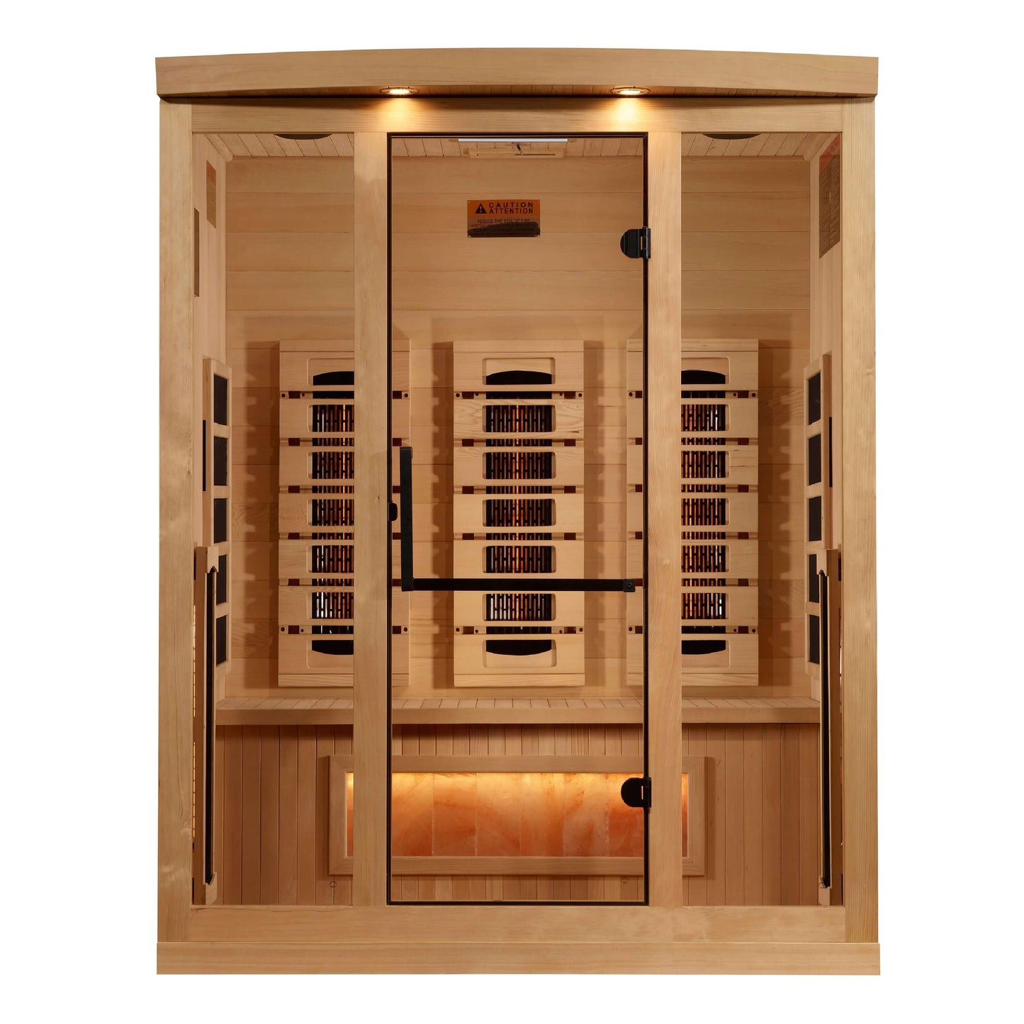 Golden Designs 3 person Full Spectrum PureTech™ Near Zero EMF FAR Infrared Sauna with Himalayan Salt Bar