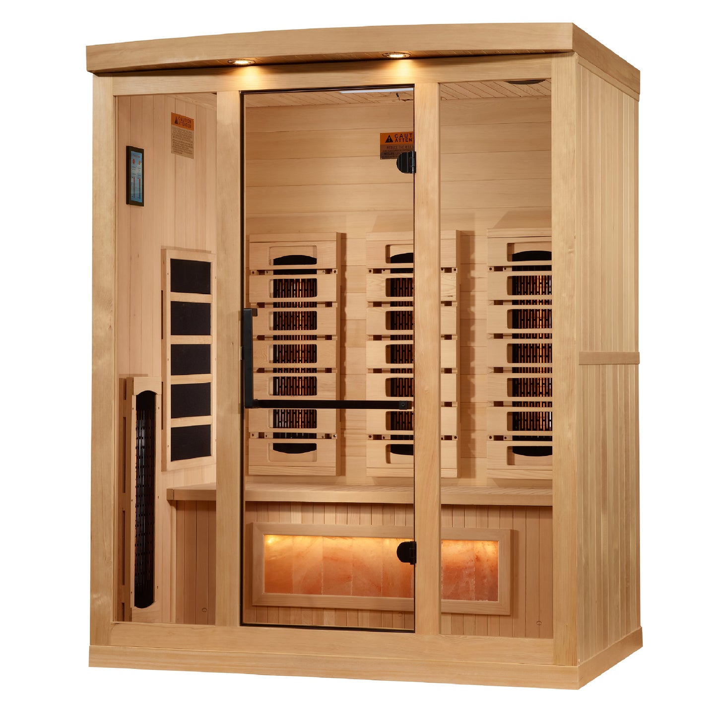 Golden Designs 3 person Full Spectrum PureTech™ Near Zero EMF FAR Infrared Sauna with Himalayan Salt Bar