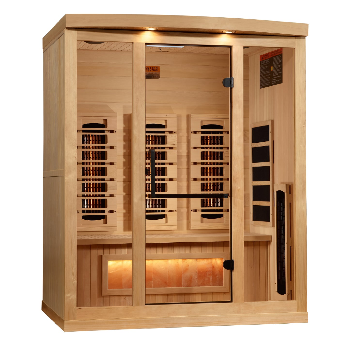 Golden Designs 3 person Full Spectrum PureTech™ Near Zero EMF FAR Infrared Sauna with Himalayan Salt Bar