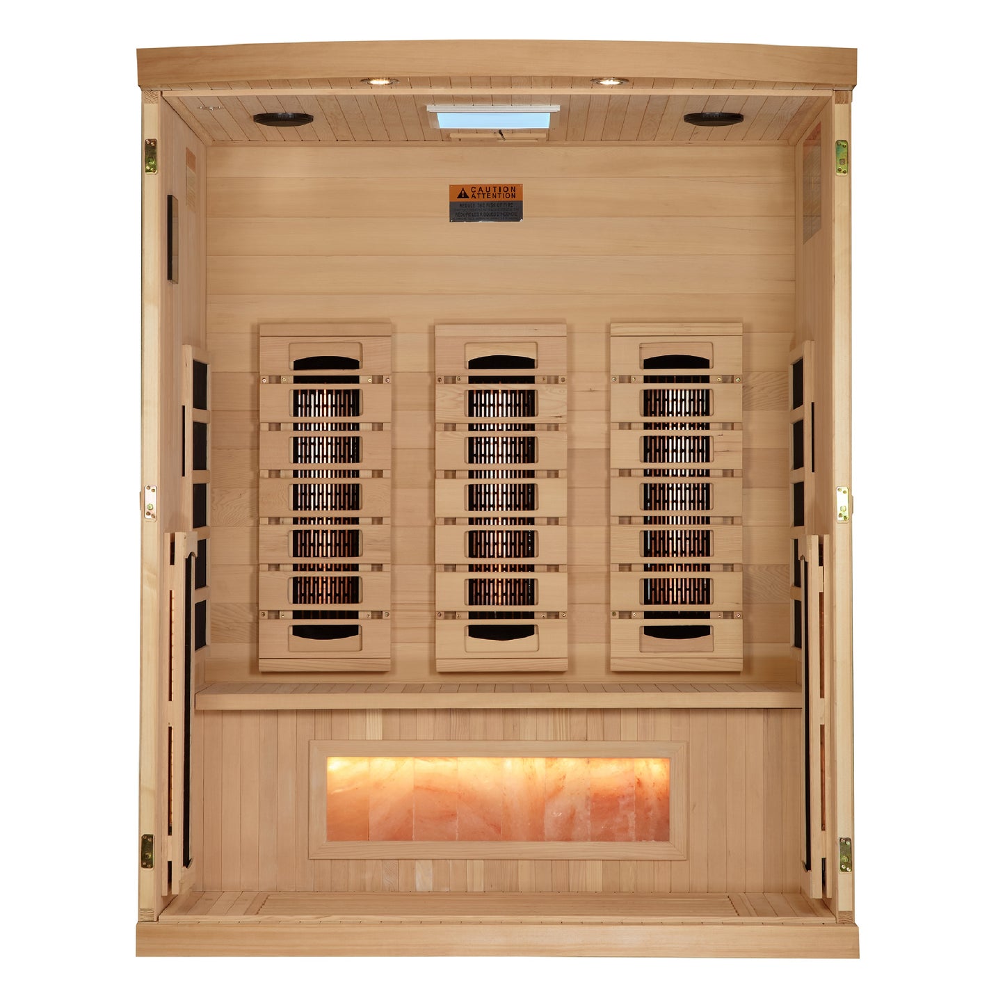 Golden Designs 3 person Full Spectrum PureTech™ Near Zero EMF FAR Infrared Sauna with Himalayan Salt Bar