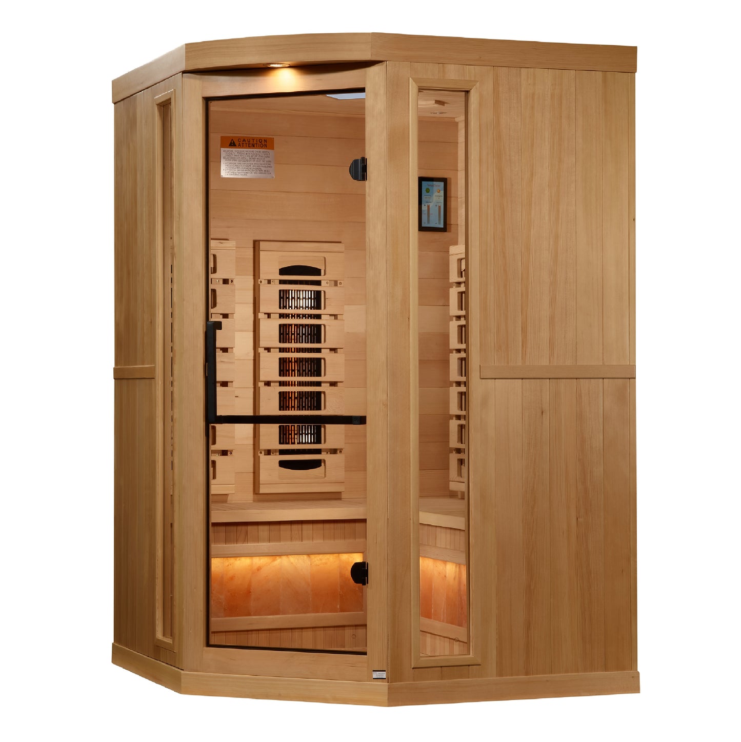 Golden Designs 3 person Corner Full Spectrum PureTech™ Near Zero EMF FAR Infrared Sauna with Himalayan Salt Bar