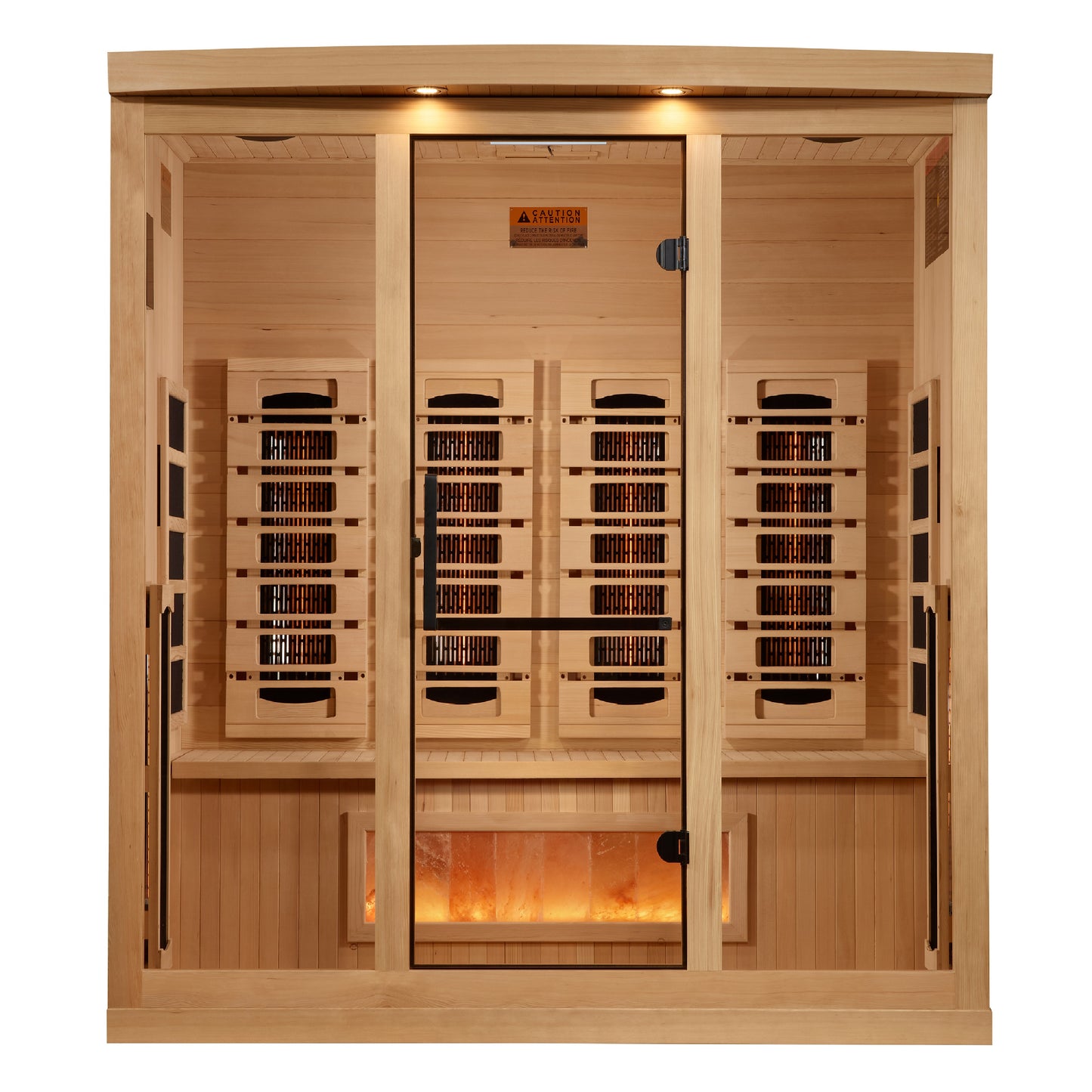Golden Designs 4 person Full Spectrum PureTech™ Near Zero EMF FAR Infrared Sauna with Himalayan Salt Bar