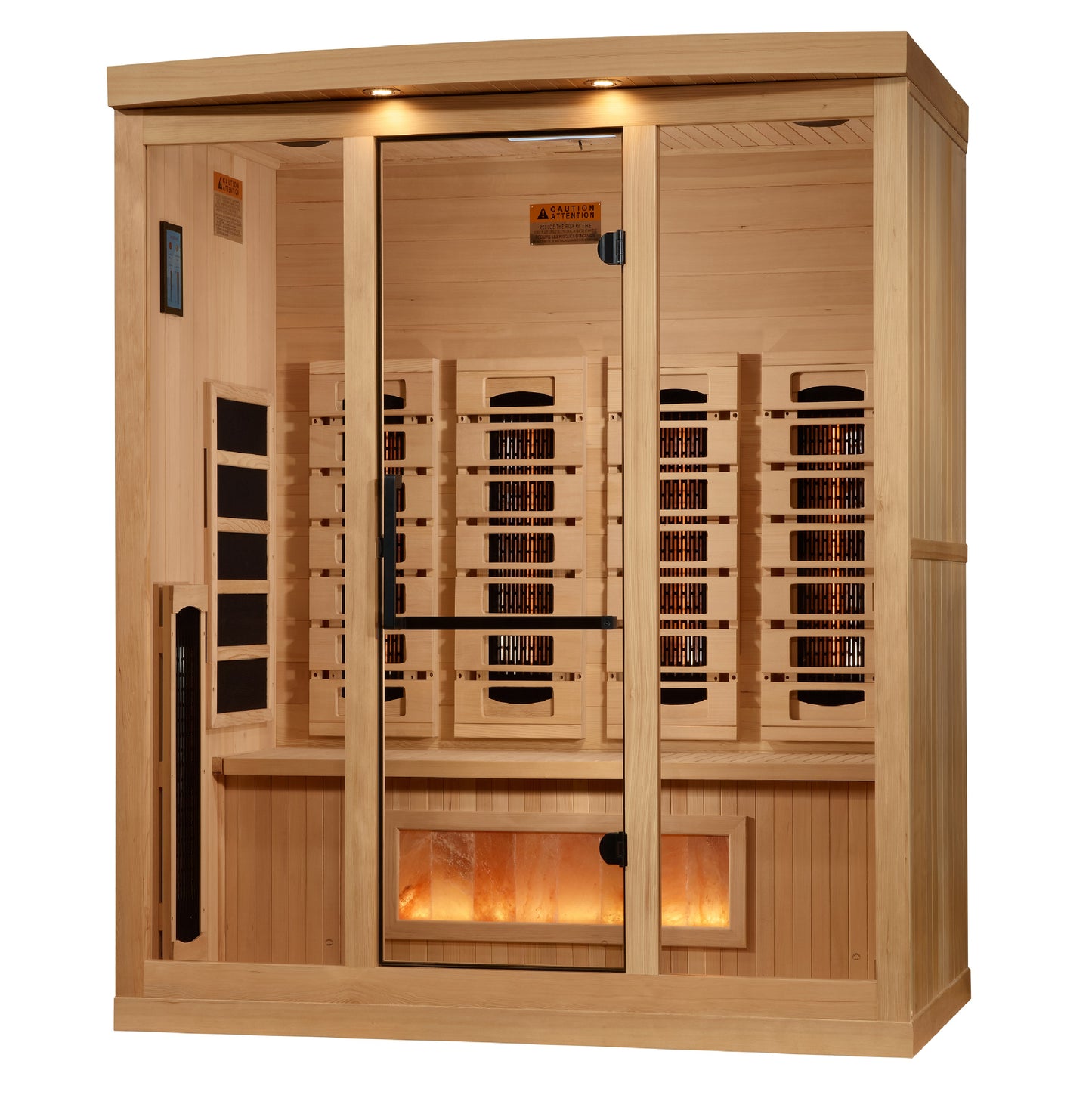 Golden Designs 4 person Full Spectrum PureTech™ Near Zero EMF FAR Infrared Sauna with Himalayan Salt Bar