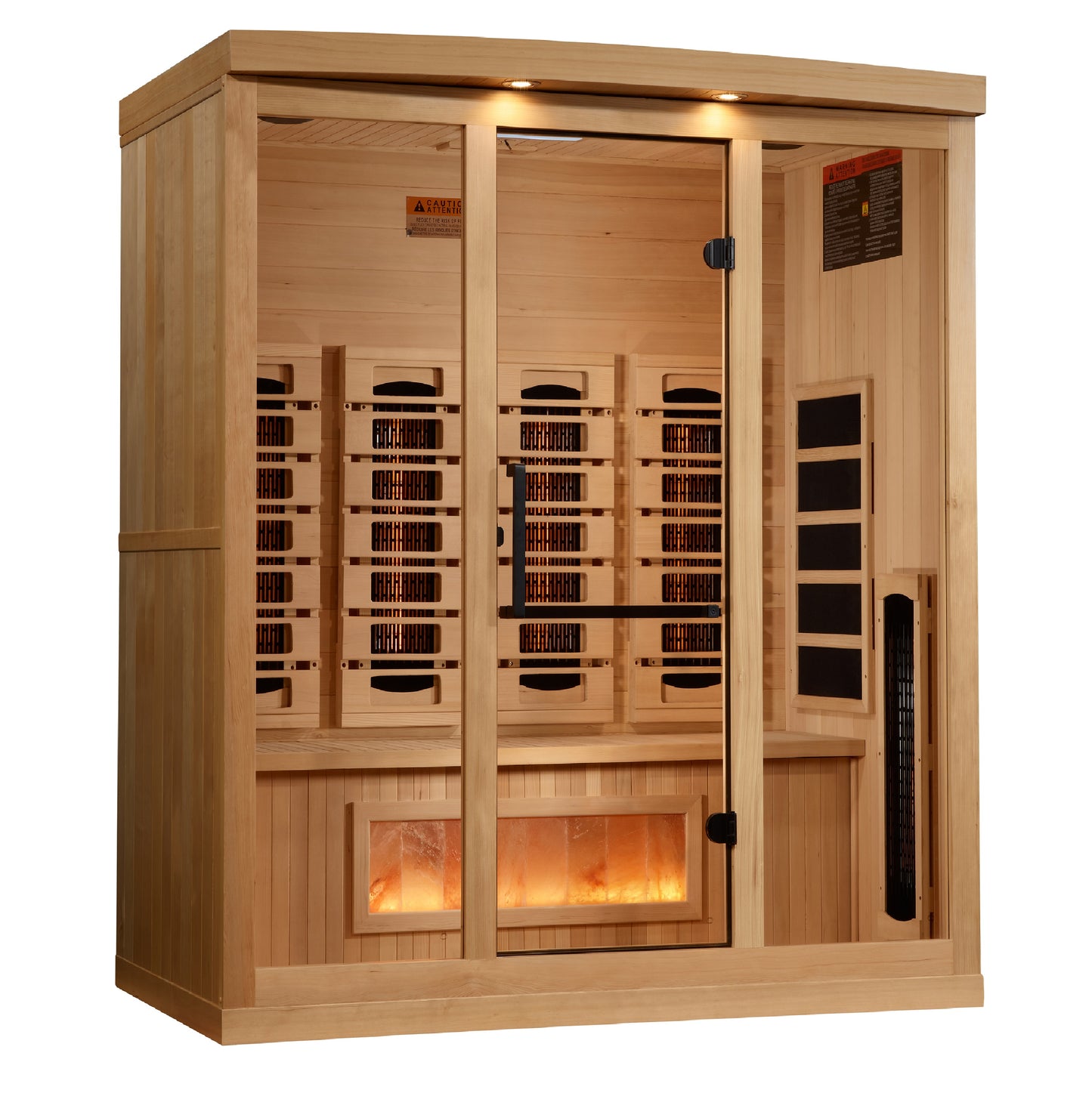 Golden Designs 4 person Full Spectrum PureTech™ Near Zero EMF FAR Infrared Sauna with Himalayan Salt Bar