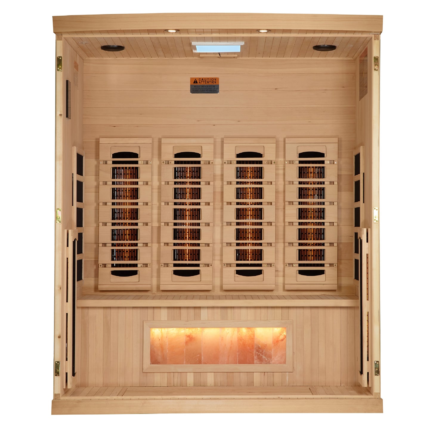 Golden Designs 4 person Full Spectrum PureTech™ Near Zero EMF FAR Infrared Sauna with Himalayan Salt Bar