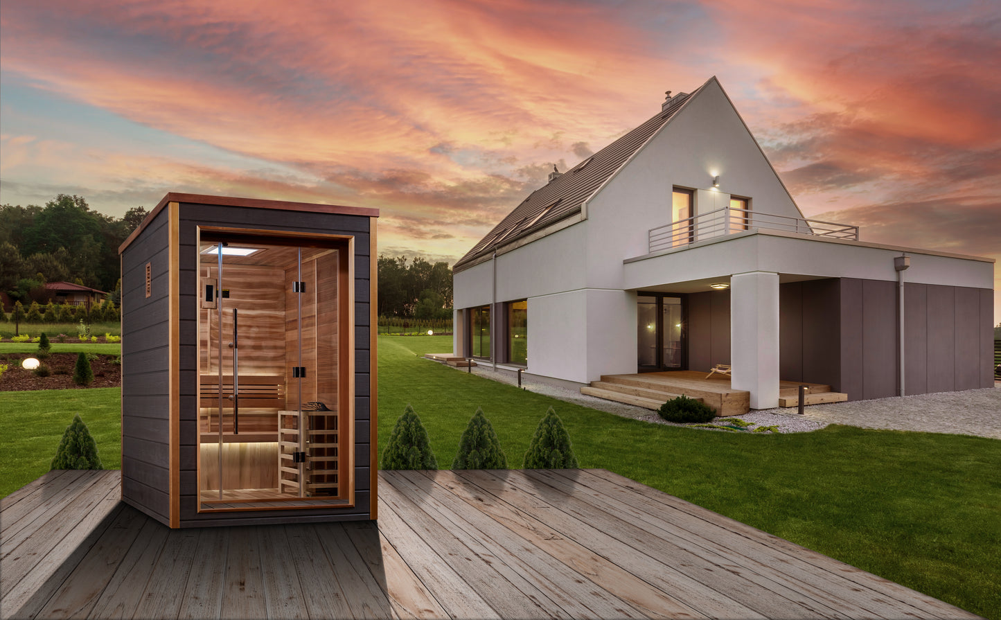 Golden Designs Narvik 2 person Outdoor Traditional Sauna - Canadian Red Cedar Interior