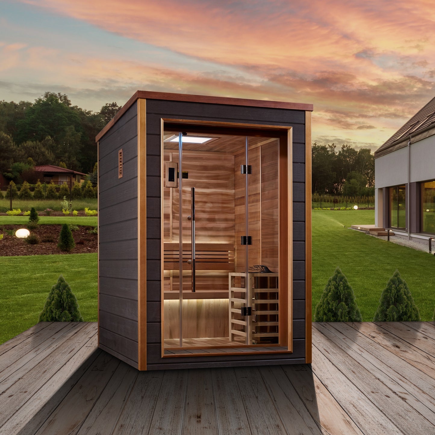 Golden Designs Narvik 2 person Outdoor Traditional Sauna - Canadian Red Cedar Interior