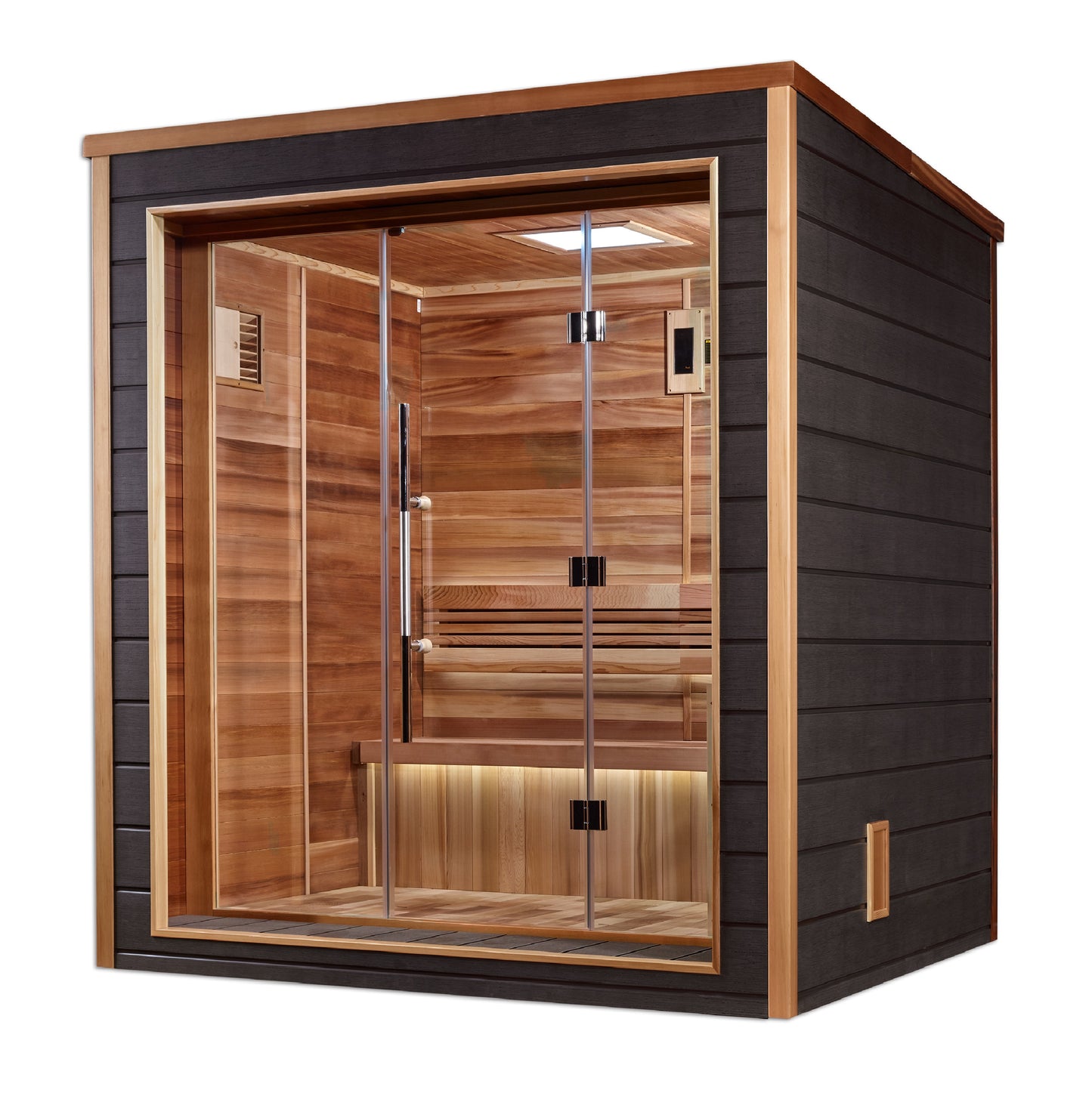 Golden Designs Drammen 3 person Outdoor Traditional Sauna - Canadian Red Cedar Interior