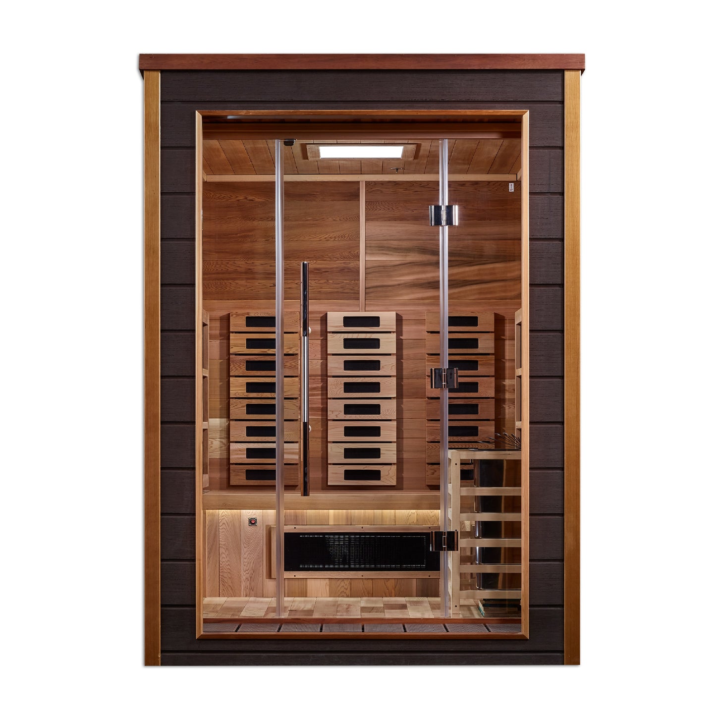 Golden Designs Nora 2 person Hybrid Outdoor Sauna - Canadian Red Cedar Interior