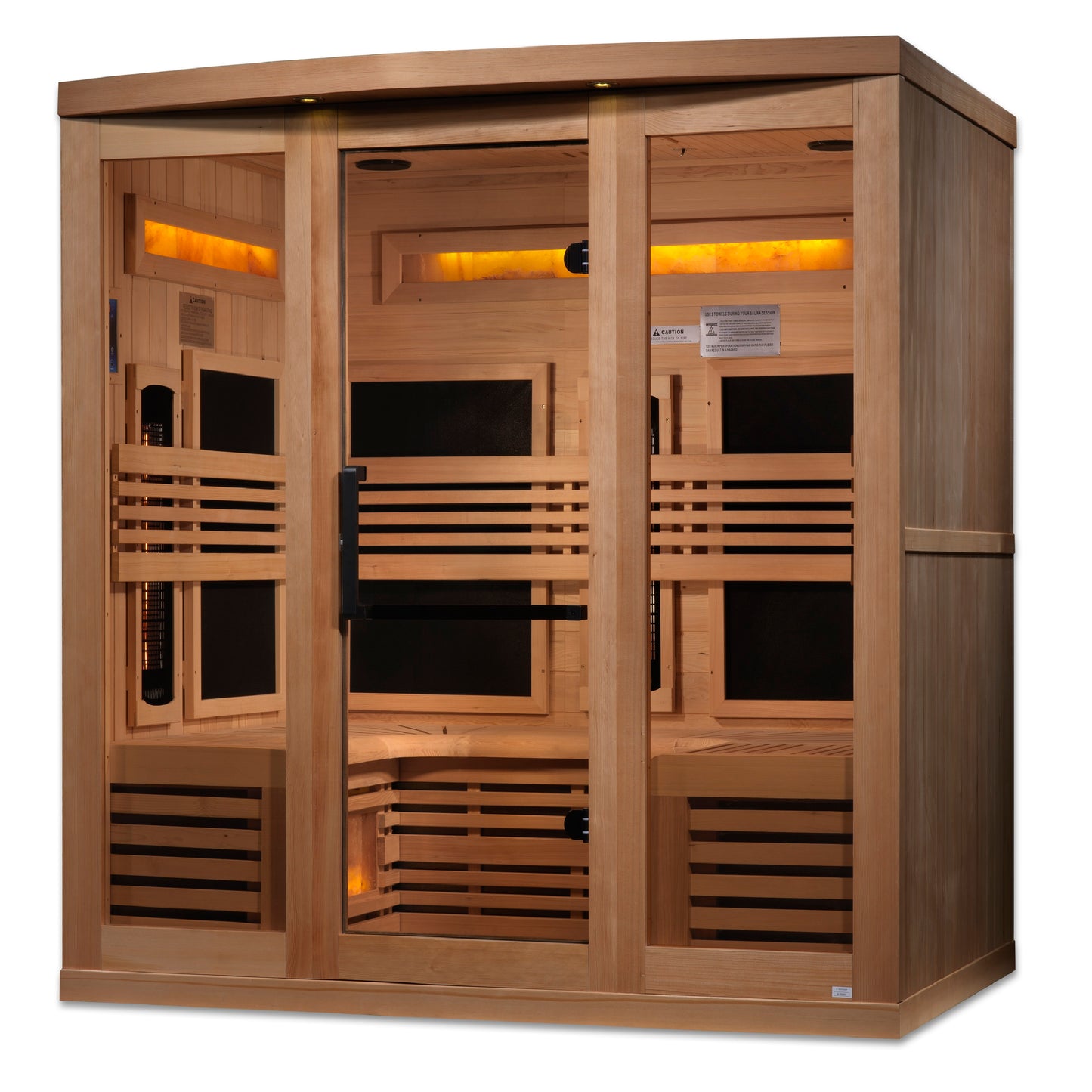 Golden Designs 6 person Full Spectrum PureTech™ Near Zero EMF FAR Infrared Sauna with Himalayan Salt Bar