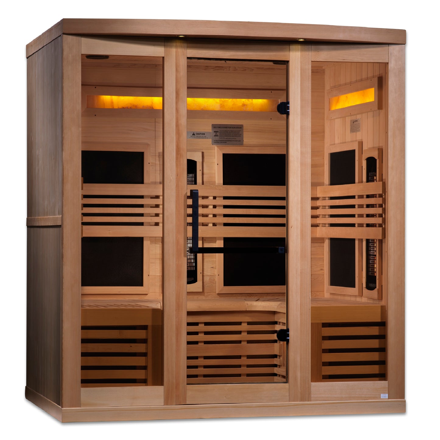 Golden Designs 6 person Full Spectrum PureTech™ Near Zero EMF FAR Infrared Sauna with Himalayan Salt Bar