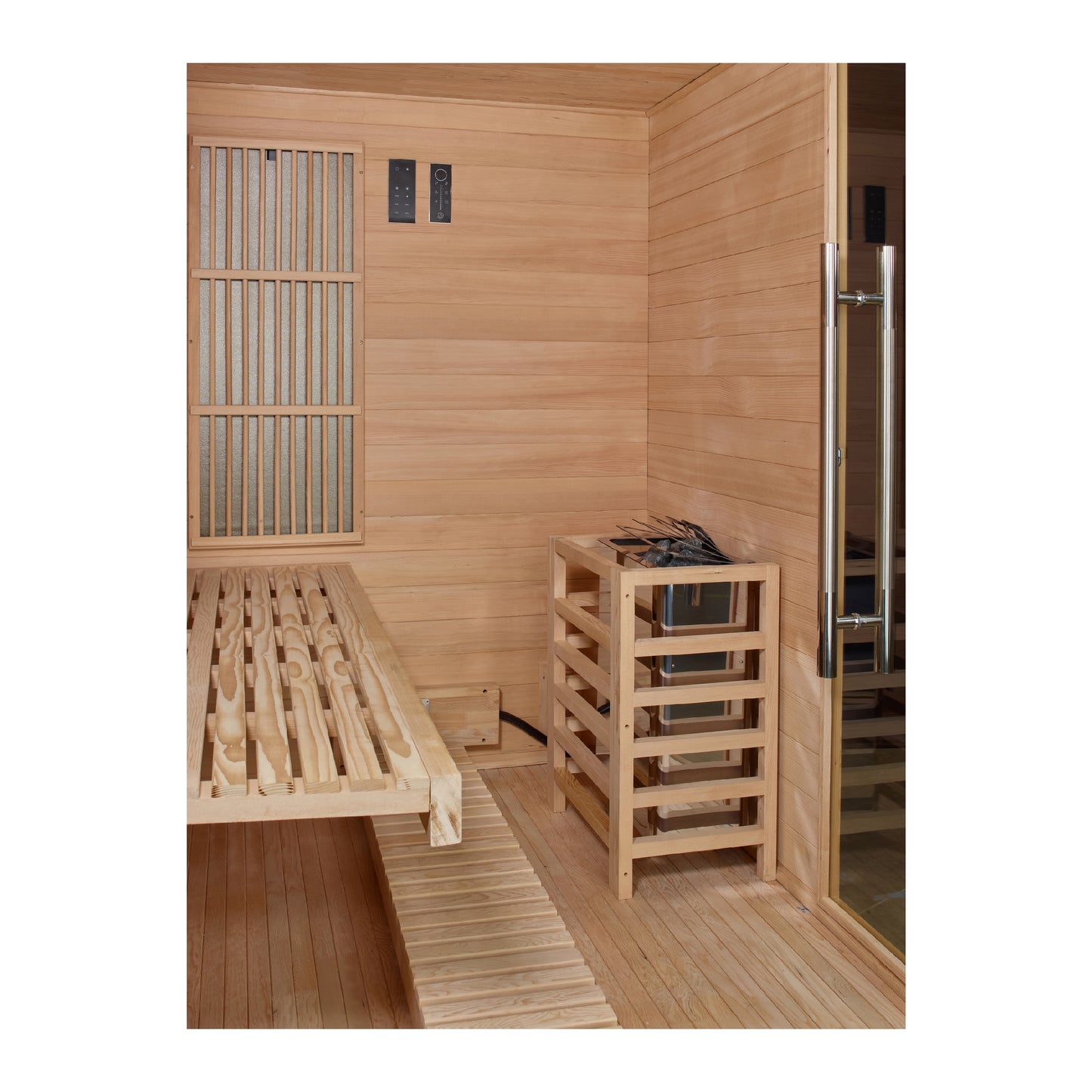 Golden Designs 2025 Soria 3 Per Hybrid Sauna. Full Spectrum and Harvia Traditional Stove