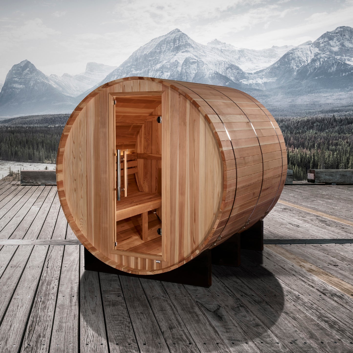 Golden Designs "Arosa" 4 person Barrel Traditional Sauna - Pacific Cedar