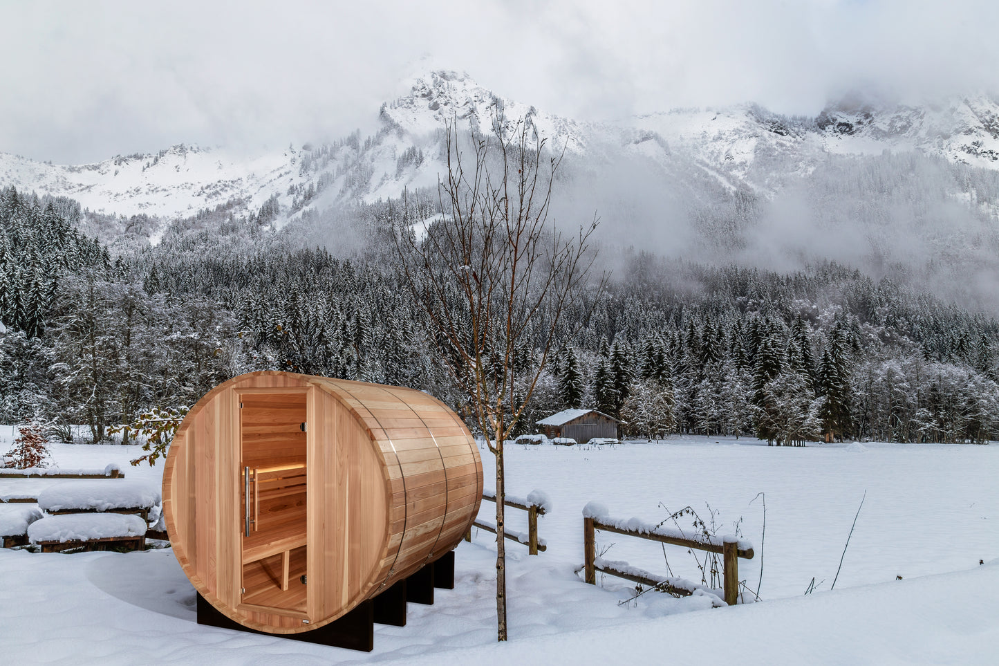 Golden Designs "Klosters" 6 person Barrel Traditional Sauna - Pacific Cedar