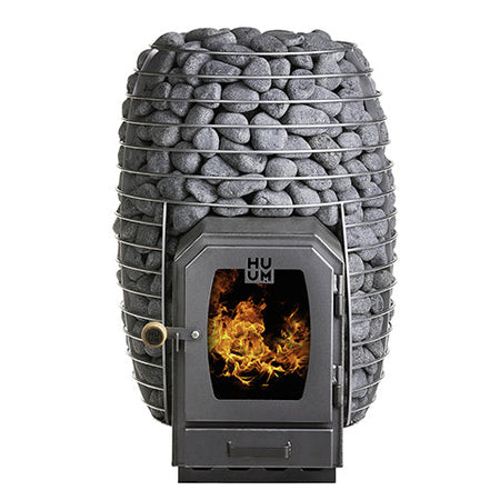 HUUM HIVE Wood 17 Wood-Burning Sauna Stove – 17 kW in brushed stainless steel