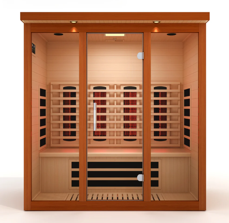 ***New 2026 Model*** Dynamic Vila Grande Full Spectrum 4-Person Near Zero EMF Infrared Sauna (Canadian Hemlock)