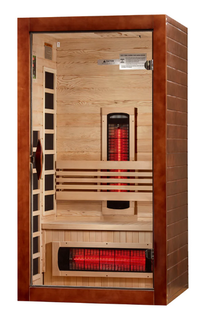***New 2026 Model*** Dynamic Santorini Full Spectrum 1–2 Person Near Zero EMF Infrared Sauna (Canadian Hemlock)