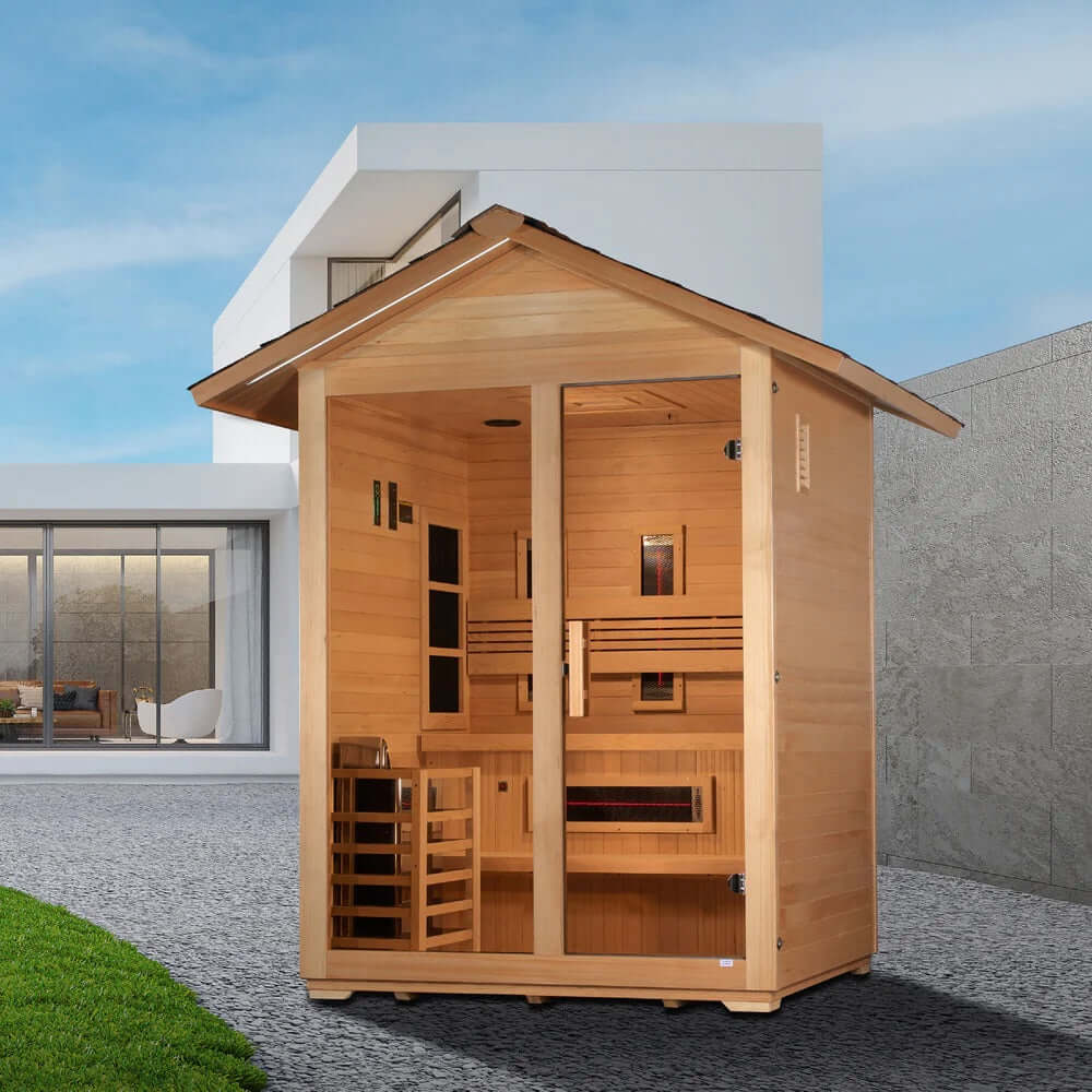Golden Designs "Carinthia" 3 person Hybrid Outdoor Sauna - Canadian Hemlock