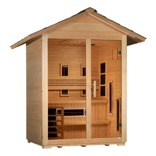 Golden Designs "Carinthia" 3 person Hybrid Outdoor Sauna - Canadian Hemlock