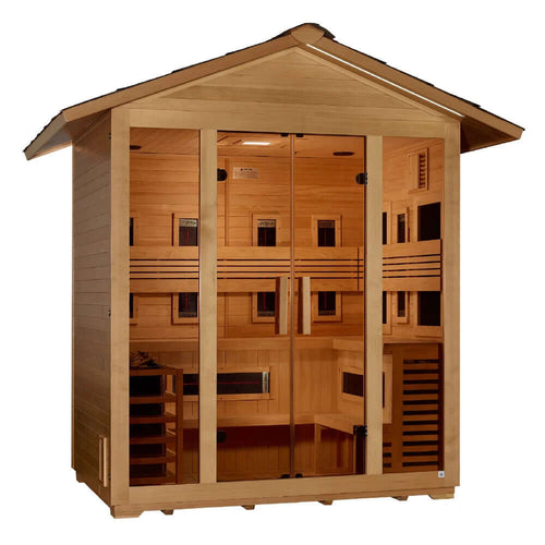 Golden Designs "Gargellen" 5 person Hybrid Outdoor Sauna - Canadian Hemlock