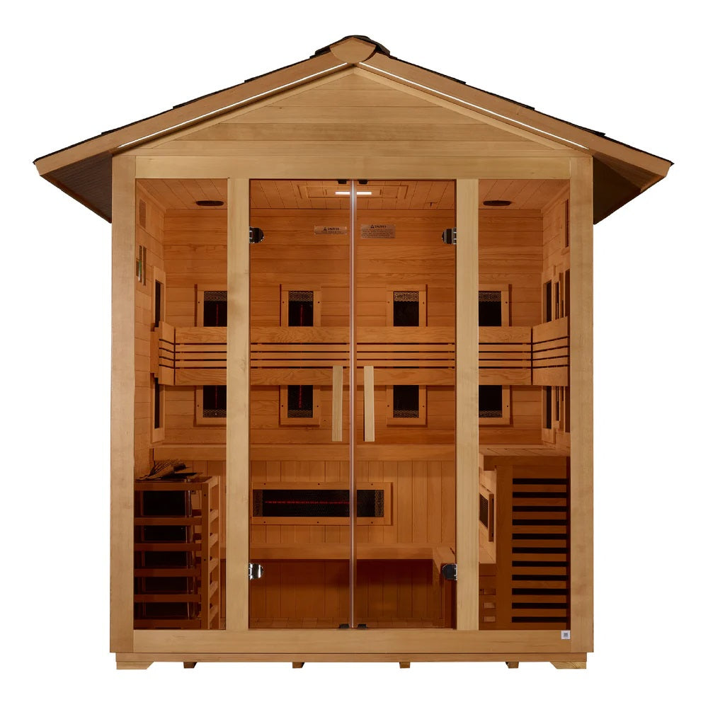 GDI-8125-01 Golden Designs "Gargellen" 5 person Hybrid Outdoor Sauna -  Canadian Hemlock