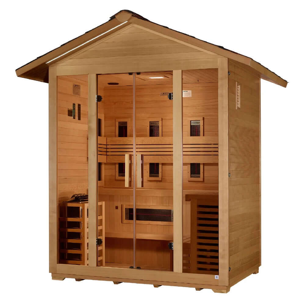 Golden Designs "Gargellen" 5 person Hybrid Outdoor Sauna - Canadian Hemlock