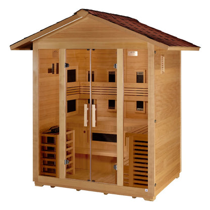 GDI-8125-01 Golden Designs "Gargellen" 5 person Hybrid Outdoor Sauna -  Canadian Hemlock