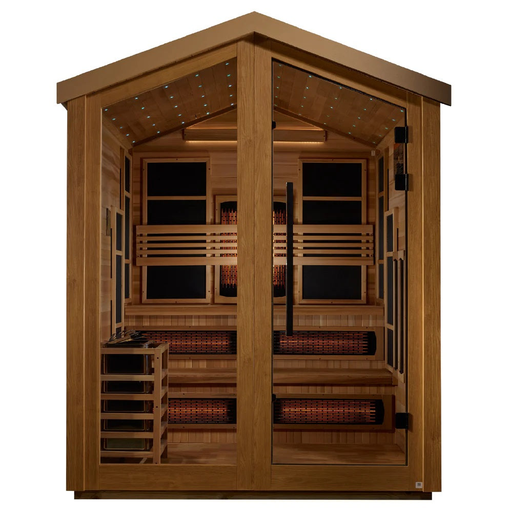 GDI-8526-01 Golden Designs Kaskinen 6 person Hybrid Outdoor Sauna - Canadian Red Cedar Interior