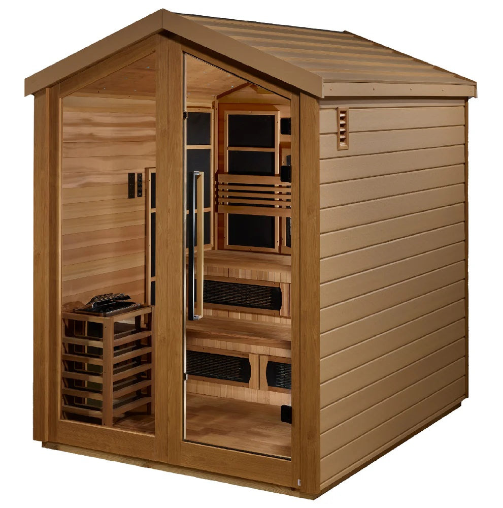 GDI-8526-01 Golden Designs Kaskinen 6 person Hybrid Outdoor Sauna - Canadian Red Cedar Interior