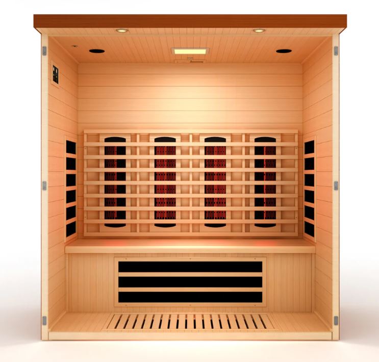 ***New 2026 Model*** Dynamic Vila Grande Full Spectrum 4-Person Near Zero EMF Infrared Sauna (Canadian Hemlock)