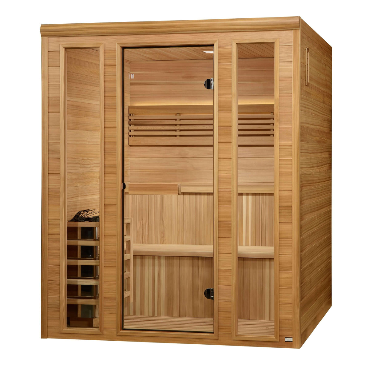 Golden Designs Engelberg traditional sauna cabin detail