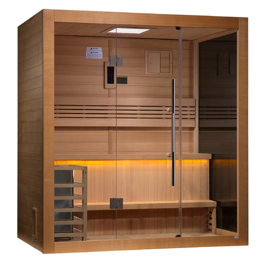 GDI-7203-01 Golden Designs "Forssa Edition" 3 person Indoor Traditional Sauna - Canadian Red Cedar Interior