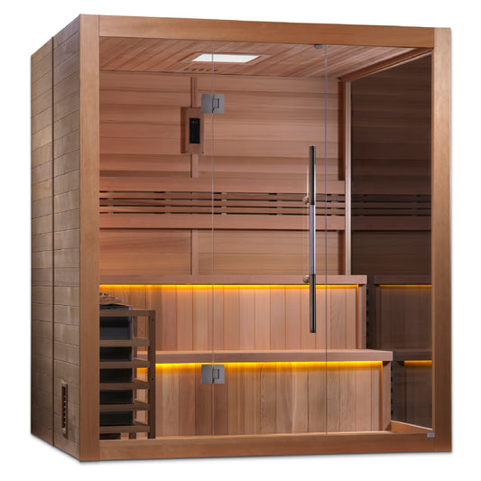 GDI-7206-01 Golden Designs "Kuusamo Edition" 6 person Indoor Traditional Sauna - Canadian Red Cedar Interior