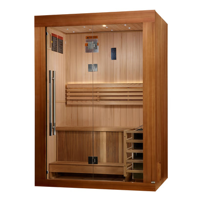 GDI-7289-02 Golden Designs "Sundsvall Edition" 2 person Traditional Sauna - Canadian Red Cedar Interior and Pacific Premium Clear Cedar Exterior