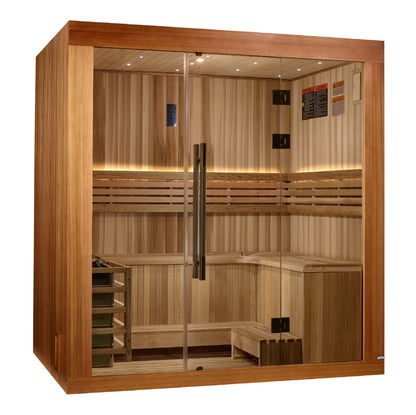 GDI-7389-02 Golden Designs "Copenhagen Edition" 3 person Traditional Sauna - Canadian Red Cedar Interior and Pacific Premium Clear Cedar Exterior