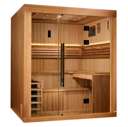 GDI-7689-02 Golden Designs "Osla Edition" 6 person Traditional Sauna - Canadian Red Cedar Interior and Pacific Premium Clear Cedar Exterior