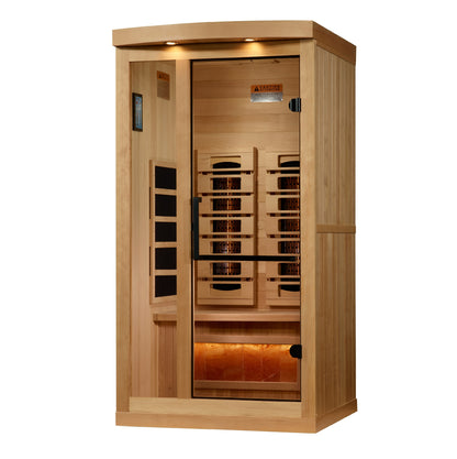 GDI-8010-03 Golden Designs 1 or 2 person Full Spectrum PureTech™ Near Zero EMF FAR Infrared Sauna with Himalayan Salt Bar