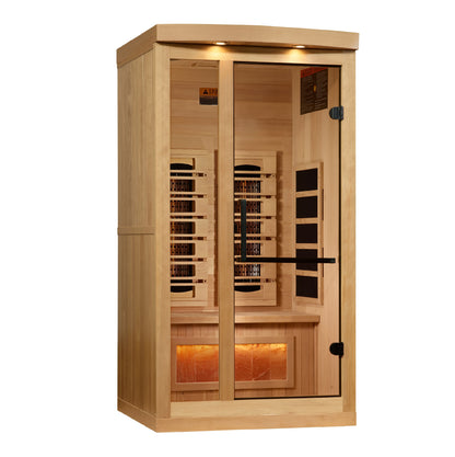 GDI-8010-03 Golden Designs 1 or 2 person Full Spectrum PureTech™ Near Zero EMF FAR Infrared Sauna with Himalayan Salt Bar