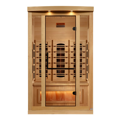 GDI-8020-03 Golden Designs 2 person Full Spectrum PureTech™ Near Zero EMF FAR Infrared Sauna with Himalayan Salt Bar