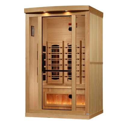 GDI-8020-03 Golden Designs 2 person Full Spectrum PureTech™ Near Zero EMF FAR Infrared Sauna with Himalayan Salt Bar